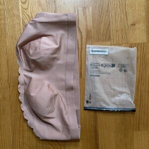 Seamless Scallop Edge Strapless Bandeau Bralette - Blush Pink